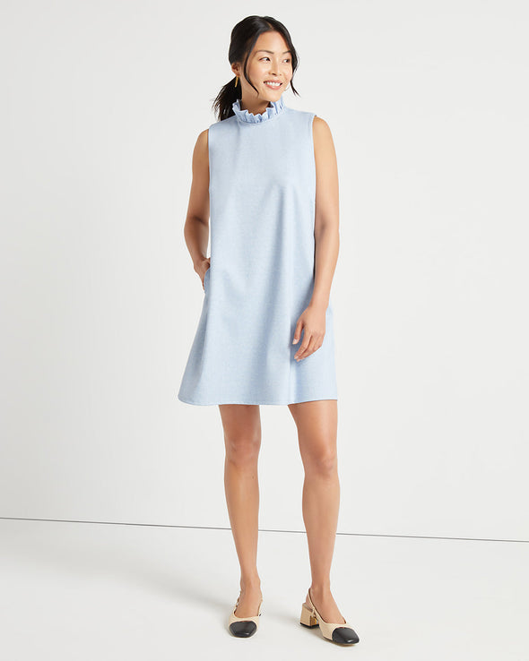 Full body view of Jude Connally Abby Dress - Chambray Blue