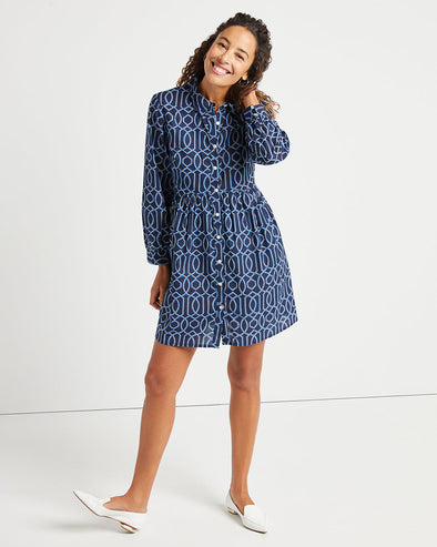 Full view of Jude Connally Beth Shift Dress in Grand Links Navy