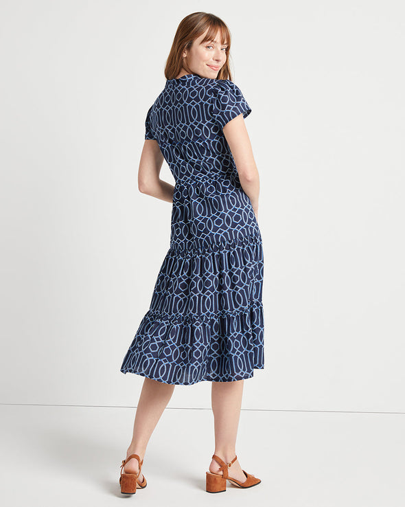 Back view of Jude Connally Eliza Dress in Garden Gate Navy