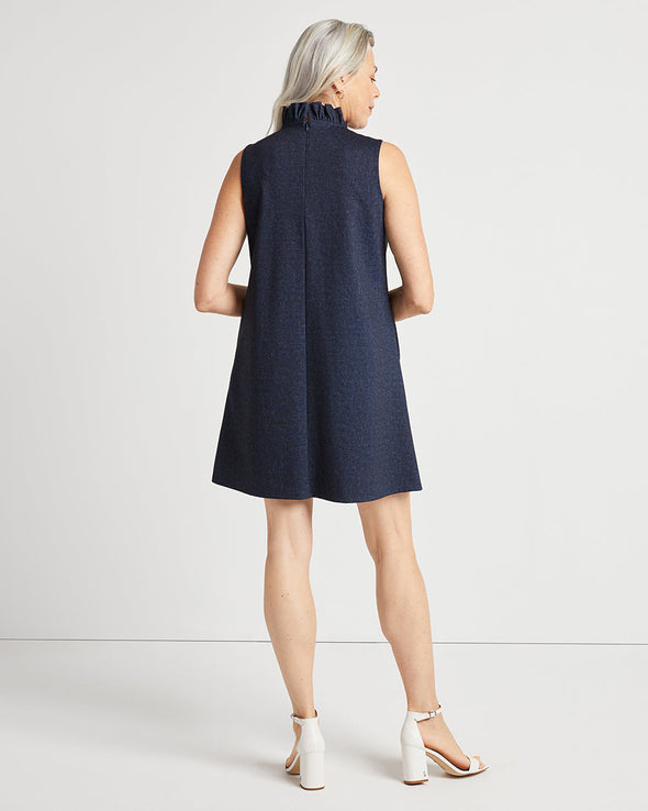 Back view of Jude Connally Ellis Dress in Denim Navy