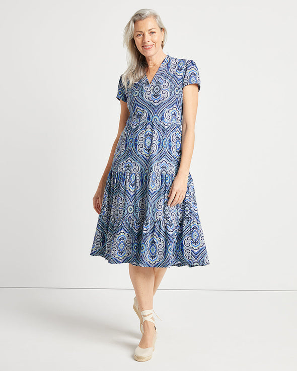 Jude Connally Libby Dress - Paisley Medallion Sky