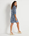 Side view of Jude Connally Susanna Dress in Paisley Medallion Sky
