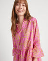 Cropped front view of Jude Conally Faith Dress - Bamboo Lattice Flamingo Pink
