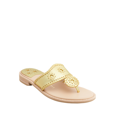 Front view of the Jack Rogers Jacks II Flat Sandal - Gold