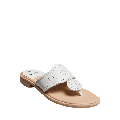 Front view of the Jack Rogers Jack II Flat Sandal - White