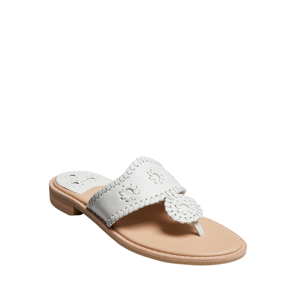 Front view of the Jack Rogers Jack II Flat Sandal - White