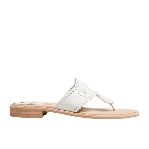 Side view of the Jack Rogers Jack II Flat Sandal - White