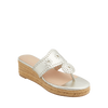 Front view of the Jack Rogers Jacks Mid Wedge - Platinum