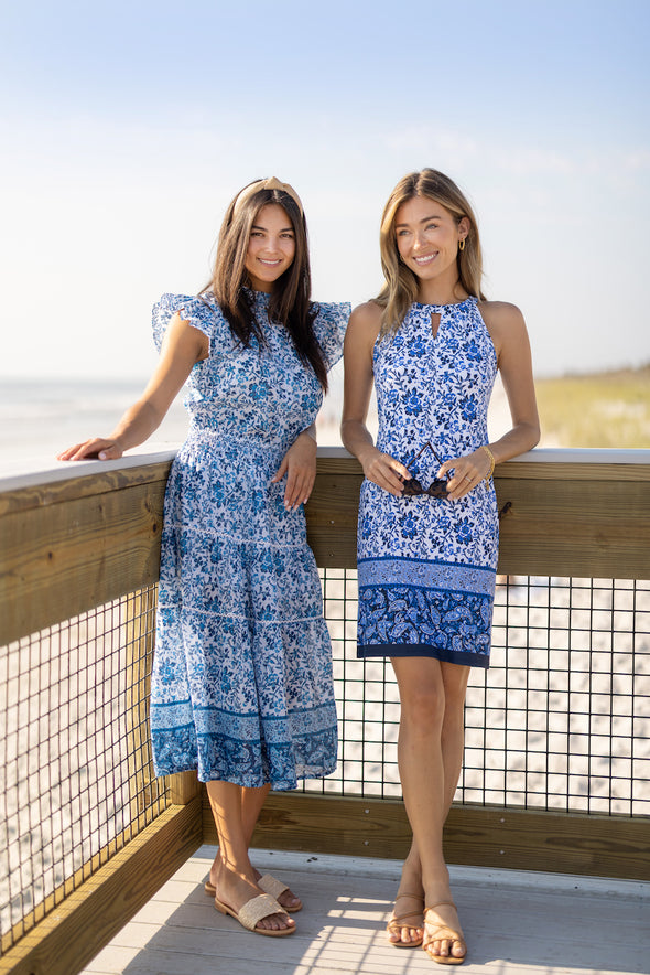 Jude Connally Lisa Dress - Floral Paisley Border White