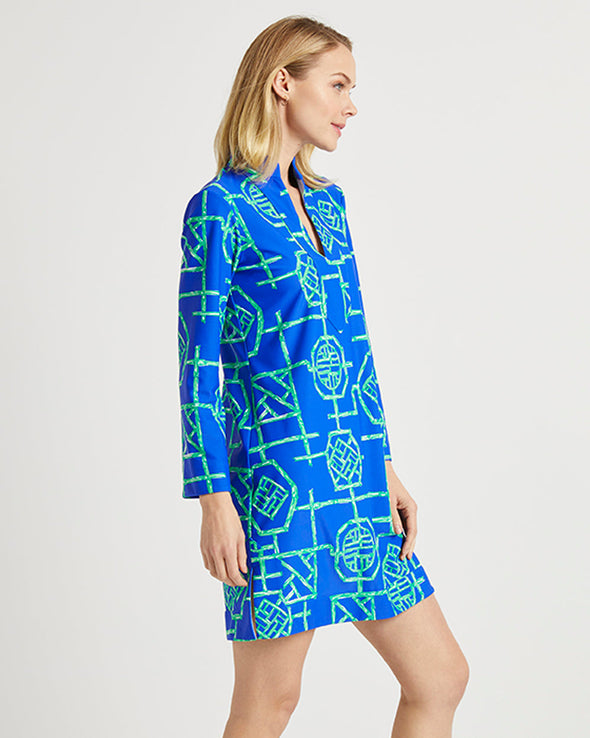 Jude Connally Kate Dress - Bamboo Lattice Cobalt/Grass