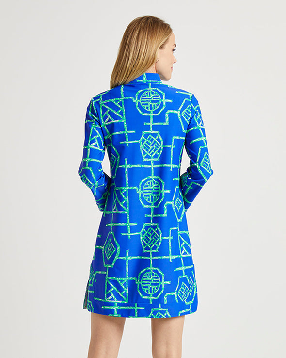 Jude Connally Kate Dress - Bamboo Lattice Cobalt/Grass