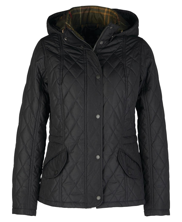 Front view of the Barbour Millfire Quilted Jacket - Black Classic