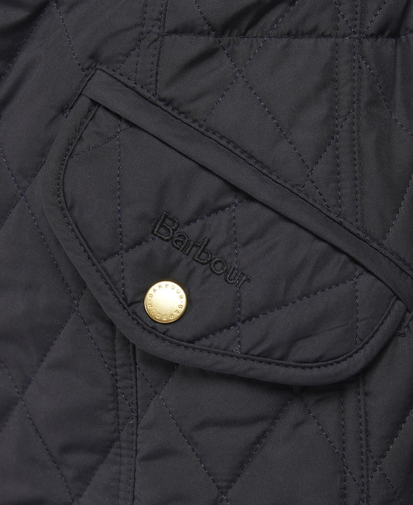 Pocket of the Barbour Millfire Quilted Jacket - Navy Classic