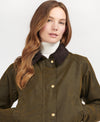 Close view of the Barbour Acorn Wax Jacket - Olive