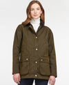 Front view of the Barbour Acorn Wax Jacket - Olive