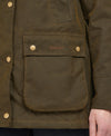 Pocket of the Barbour Acorn Wax Jacket - Olive