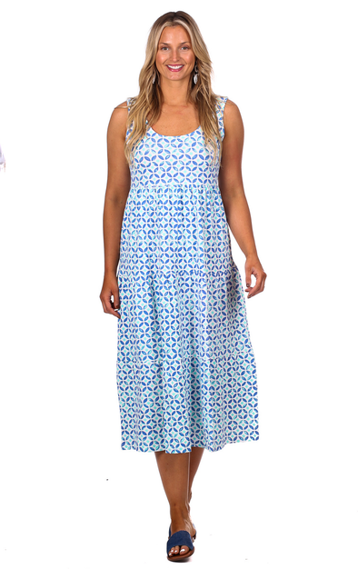Front view of the Duffield Lane Lucy Dress - Tile Print