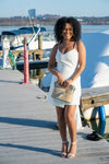 Outdoor model in the French Connection Demi Dress - Summer White