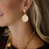 Model in the Susan Shaw Greek Coin Earrings