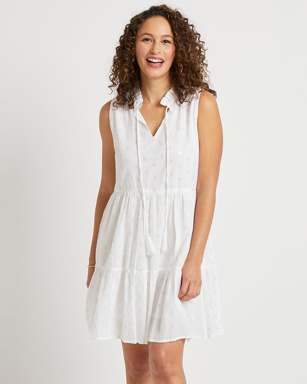 Jude Connally Mariah Dress - White Gold Dot THE LUCKY KNOT Jude Connally Mariah Dress - White Gold Dot THE LUCKY KNOT