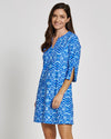 Front view of Jude Connally Megan Dress in Spring Vibes Cobalt