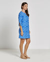 Side view of Jude Connally Megan Dress in Spring Vibes Cobalt