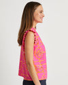 Side view of Jude Connally Mylie Shirt in Bamboo Lattice Spring Pink/Apricot