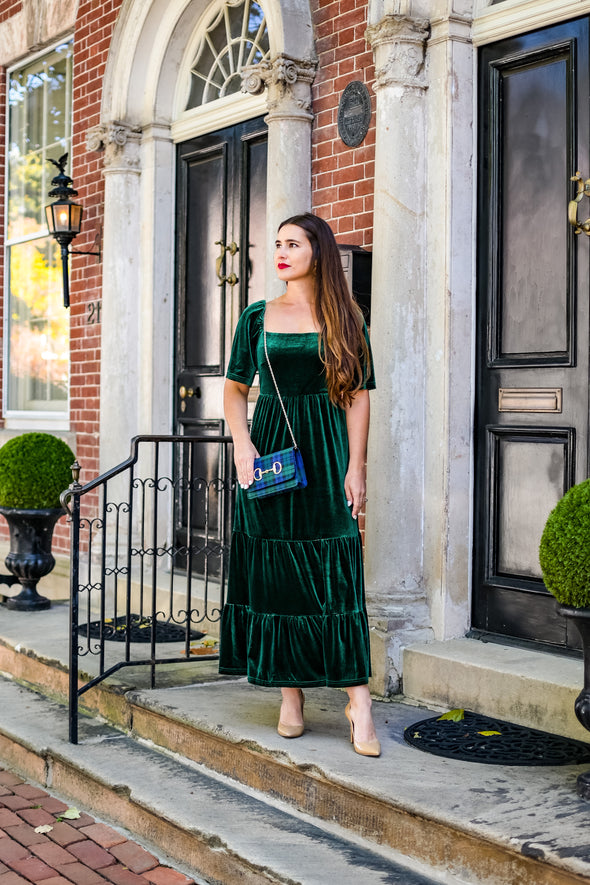 Scarlett Velvet Midi Dress - Emerald