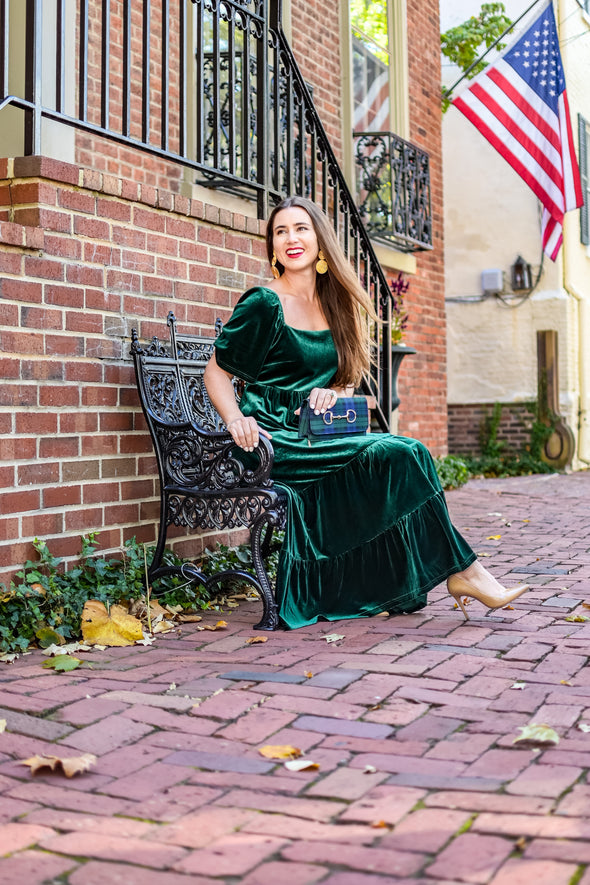 Scarlett Velvet Midi Dress - Emerald