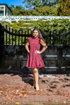 Full body view of the Sail To Sable Tartans Dress - Red Plaid