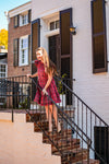 Full body view of the Sail To Sable Tartans Dress - Red Plaid