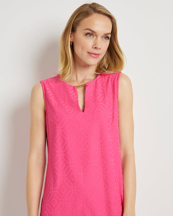 Close up of Jude Connally Presley Dress in Grand Links Spring Pink