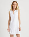 Cropped front view of Jude Connally Presley Jaquard Dress in Grand Links White