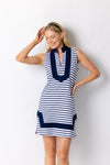 Front view of Sail to Sable Nauti Dress - Navy/White