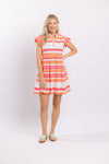 Full body view of the Sail to Sable Flutter Sleeve Fit & Flare Dress - Pink/Orange