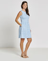 Side view of Jude Connally Rachel Dress in Ikat Diamond Peri
