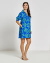Side view of Jude Connally Emerson Dress in Bamboo Lattice Cobalt/Grass