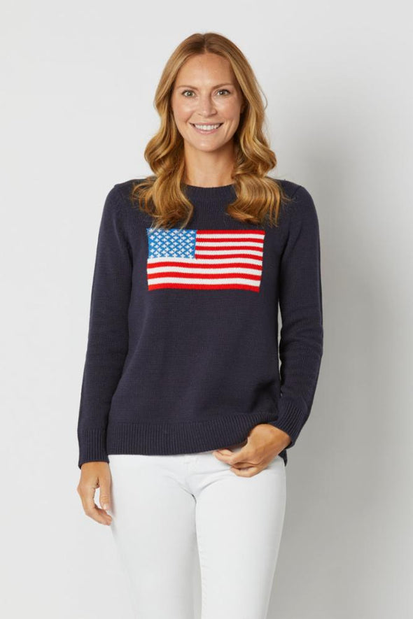 Sail To Sable Flag Intarsia Sweater - Navy