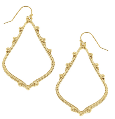 Flat view of the Susan Shaw Dotted Teardrop Earrings