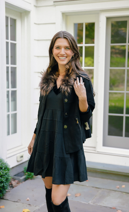 Sail To Sable Flare Tunic Crepe Dress - Black/Velvet - Small Sail To Sable Flare Tunic Crepe Dress - Black/Velvet - Small