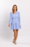 Full body view of the Sail to Sable Smocked Waist Dress - Hydrangea Leaf