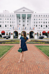 Full body view of Sail to Sable Allie Bow Back Dress - Navy