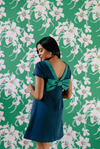 Back view of the Sail to Sable Allie Bow Back Dress - Navy