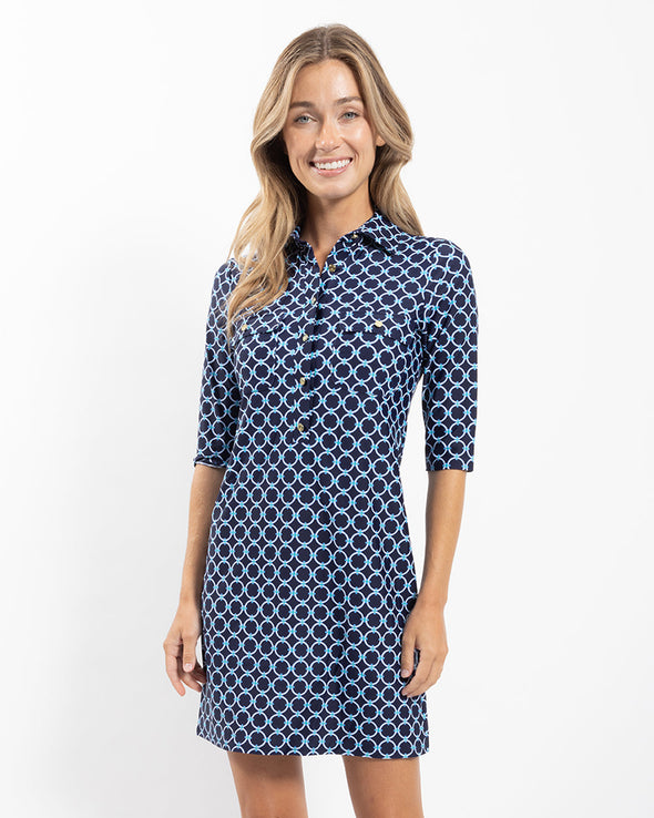 Front view of Jude Connally Sloane Dress Circle Geo in Navy