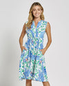 Front view of Jude Connally Tess Midi Dress in Whimsy Parrot White