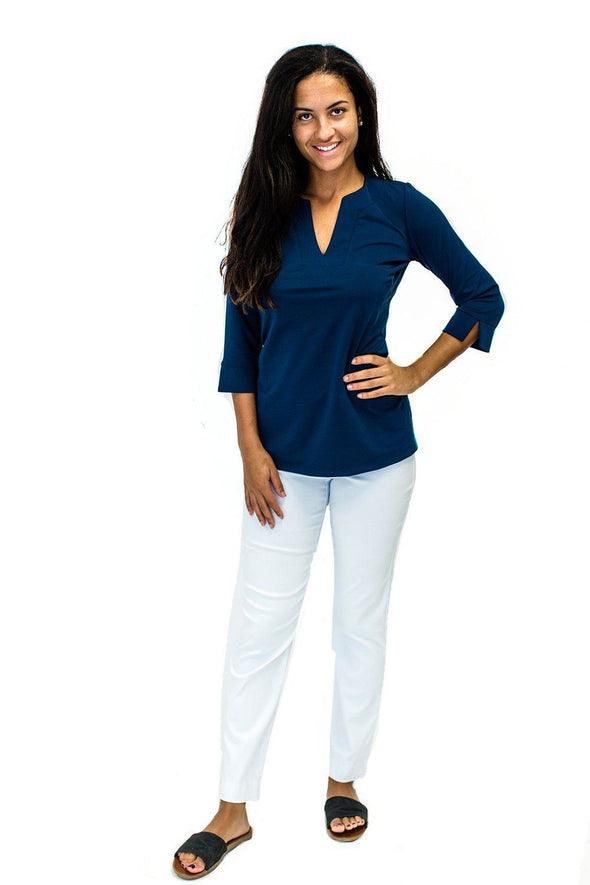 Front view of the Katherine Way Boca Tunic - Navy