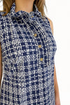 Details view of the Katherine Way Campeche Dress - Dots Navy