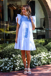 Full body view of the J. Marie Charleston Ruffle Neck Dress