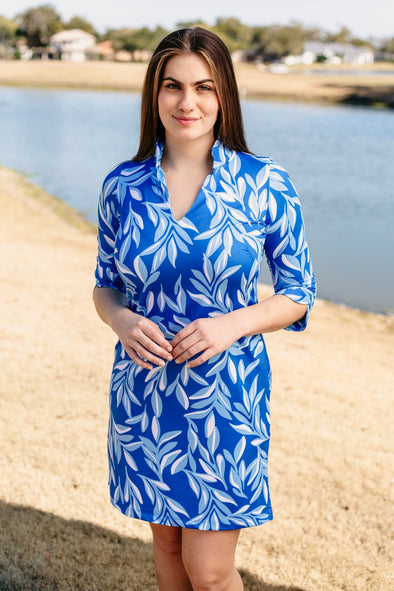 Outdoor model in the Katherine Way Coco Dress - Poolside Punch