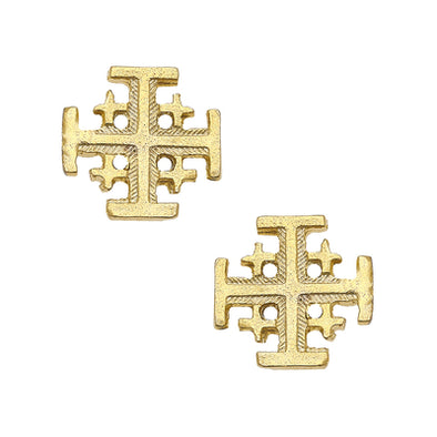 Flat view of the Susan Shaw Dainty Cross Stud Earring